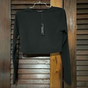 Black long sleeve crop top! Boutique crop top! Size S
